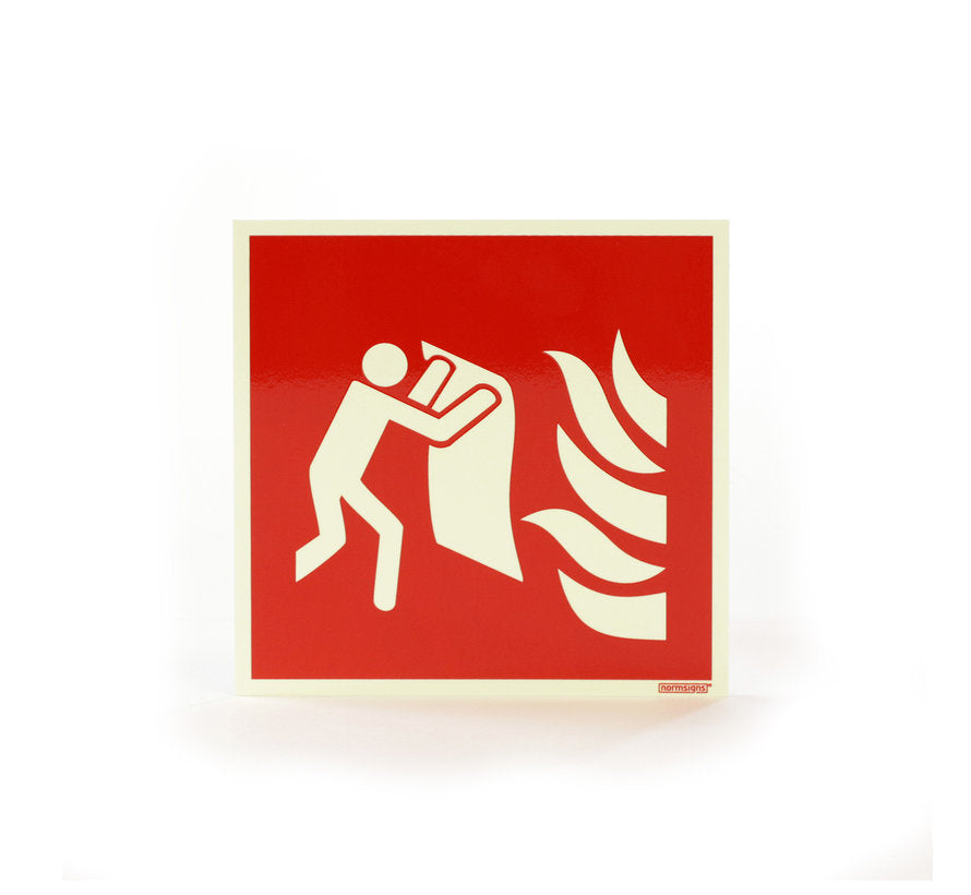 Fire blanket pictogram photoluminescent & self-adhesive