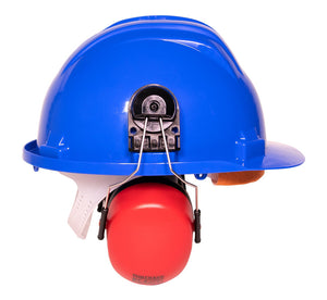 Construction helmet with earmuffs