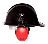 Construction helmet with earmuffs