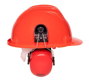 Construction helmet with earmuffs