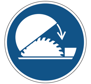 Use the adjustable hood of the table saw mandatory icon