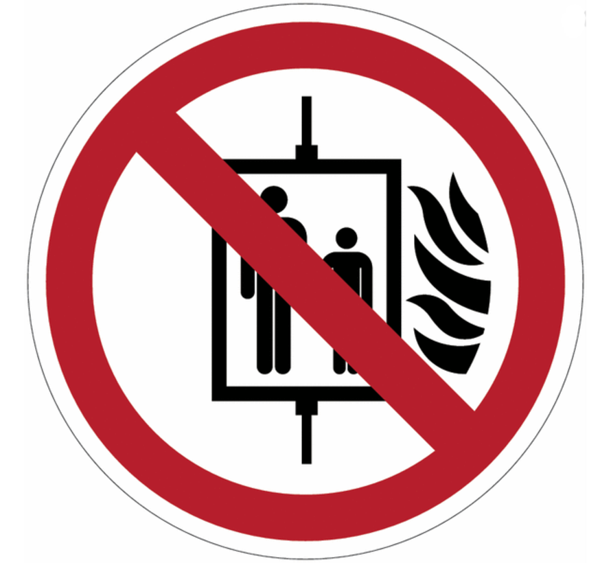 Forbidden to use the elevator in case of fire pictogram