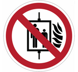 Forbidden to use the elevator in case of fire pictogram