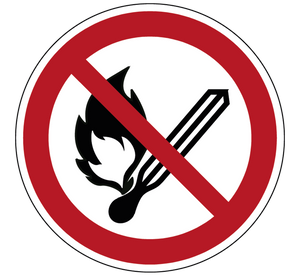 Fire, open flame and smoking prohibited icon