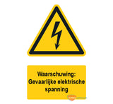 Warning sign / sticker dangerous electrical voltage with text