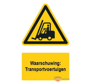 Warning sign / sticker for transport vehicles with text